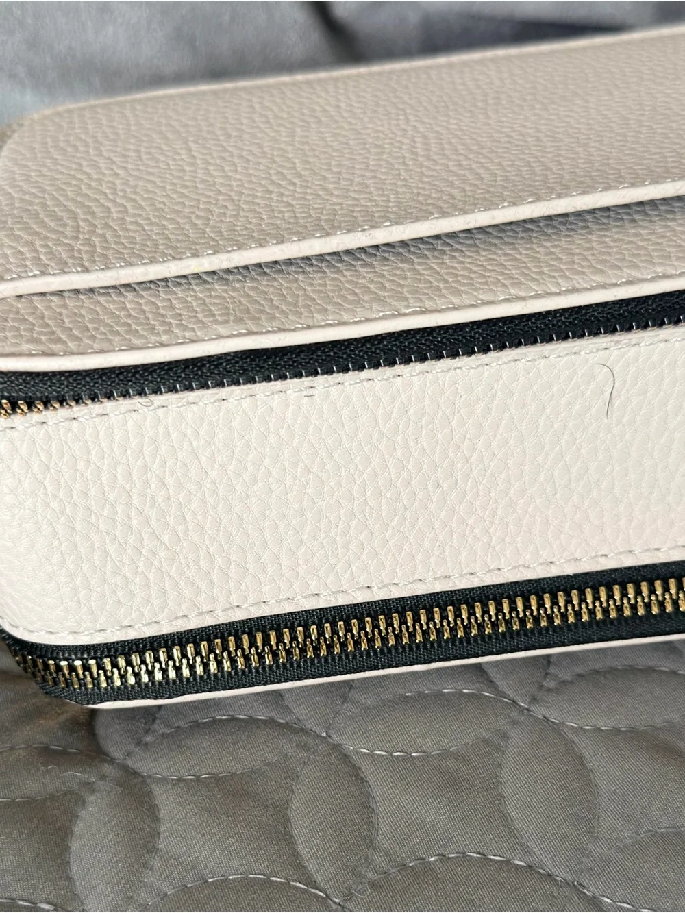 Kedzie Cream Leather Crossbody Bag with Gold Accents